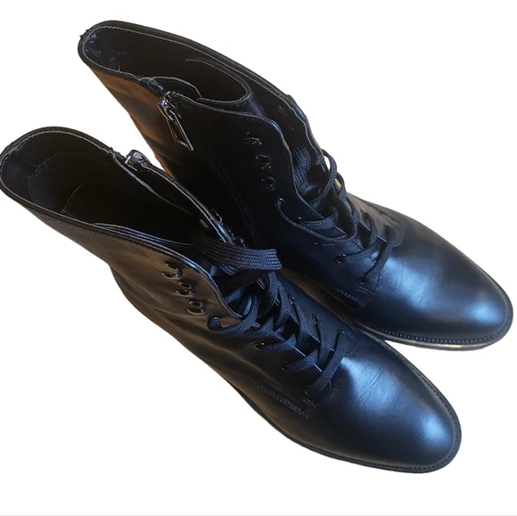 Dolce Vita Lottie Almond Toe Leather Combat Boots Black 9.5 - Picture 6 of 8